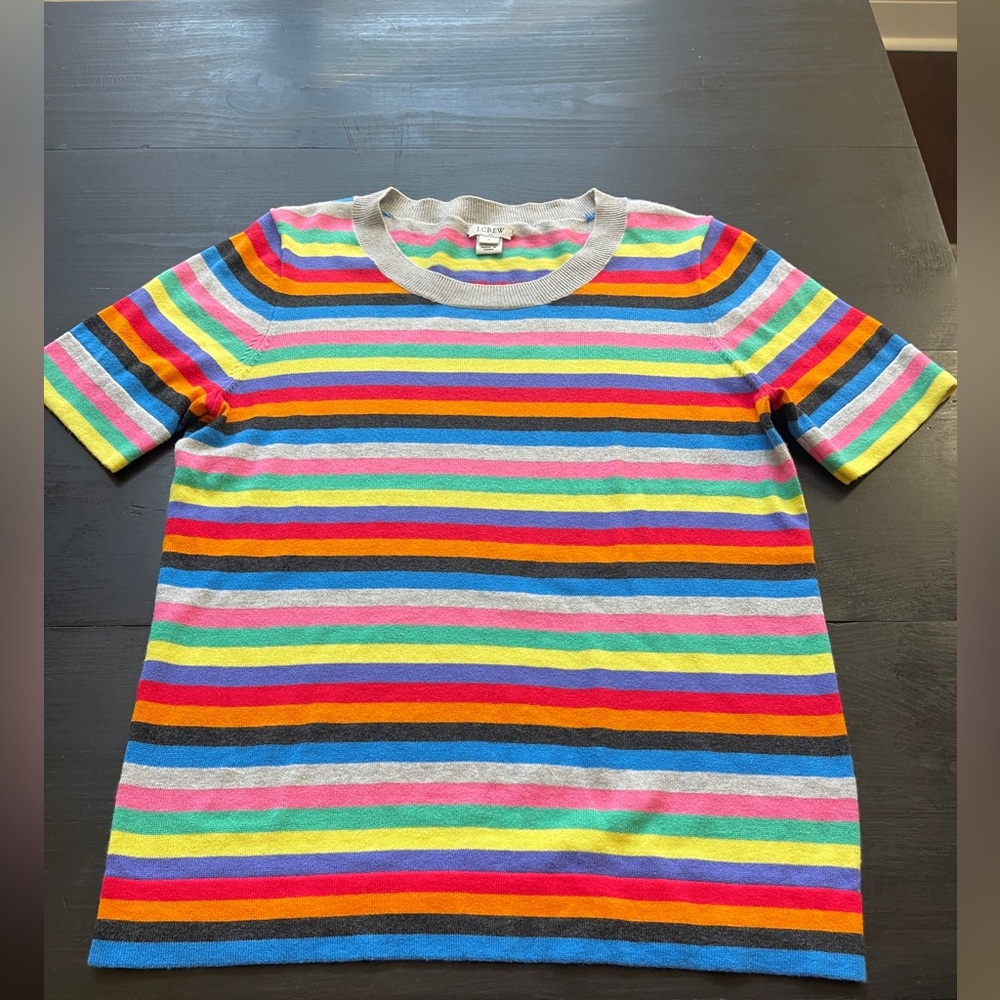 J. Crew Multicolor Striped short sleeve sweater